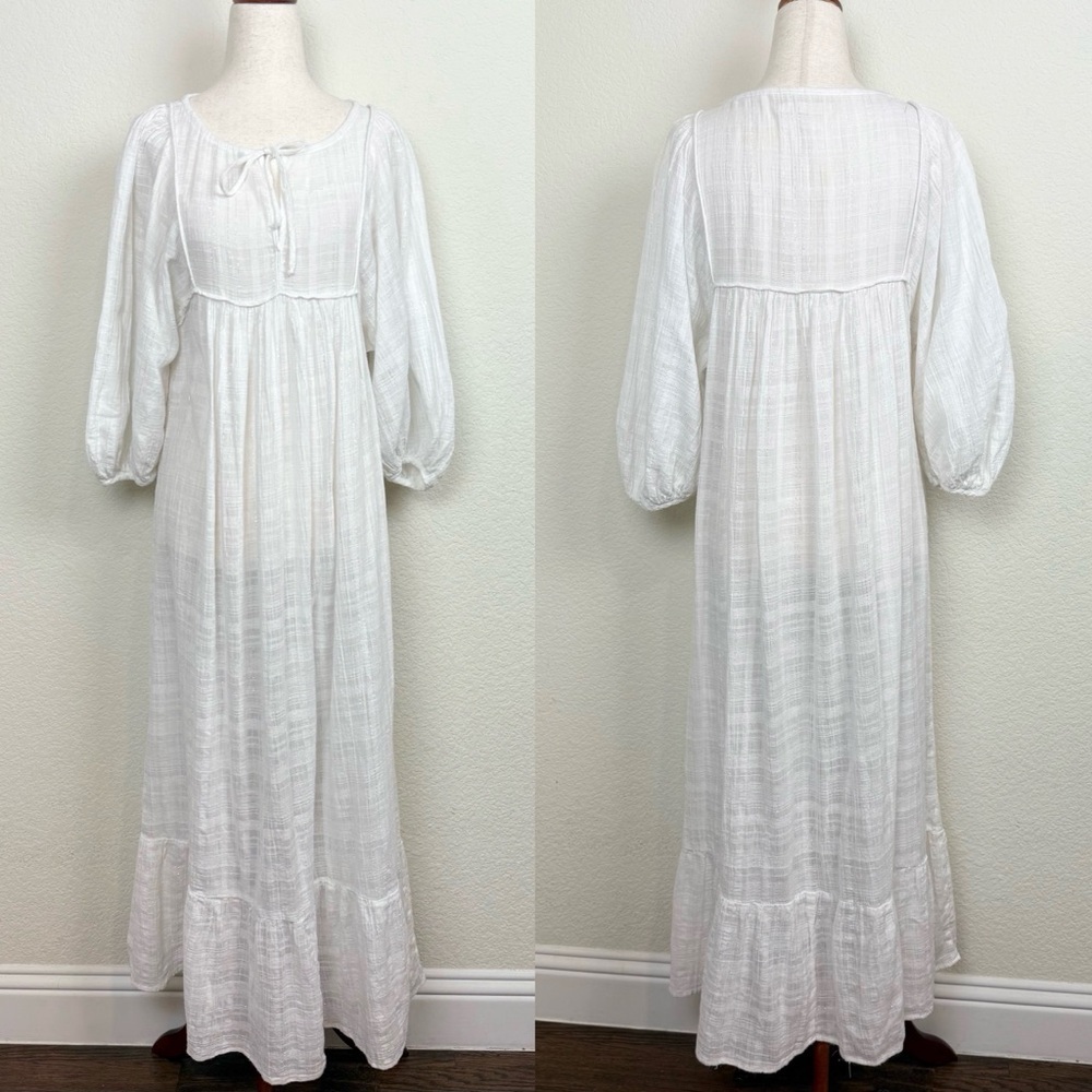 Christy Dawn White Tie Neck Maxi Dress